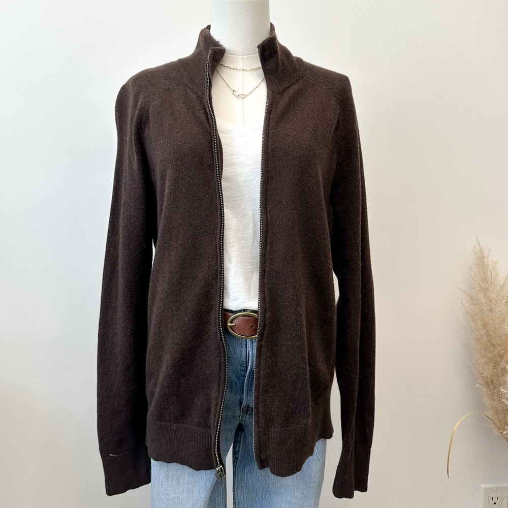 Brown Zip-Up Cardigan - Picture 2 of 8